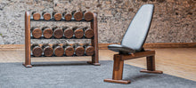 Load image into Gallery viewer, WeightBench - Adjustable exercise bench Walnut - Black artificial leather 
