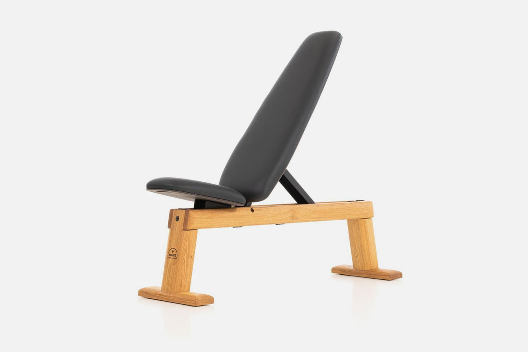 WeightBench - Adjustable exercise bench - Oak wood, leather 