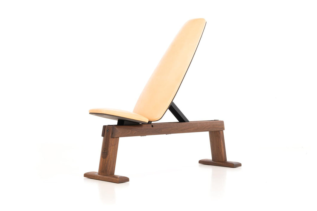WeightBench - Adjustable exercise bench Walnut - Natural leather 
