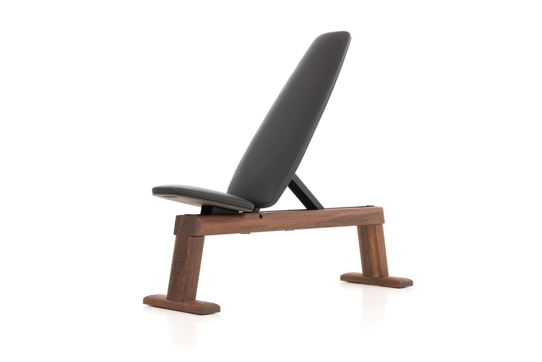 WeightBench - Adjustable exercise bench Walnut - Black leather 